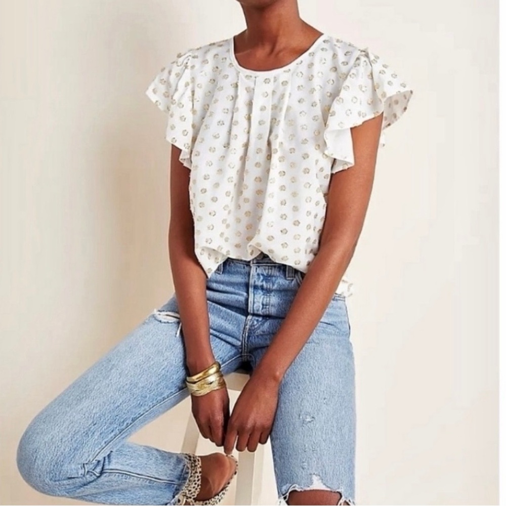 Anthropologie AMADI Aria Shimmer blouse Size M